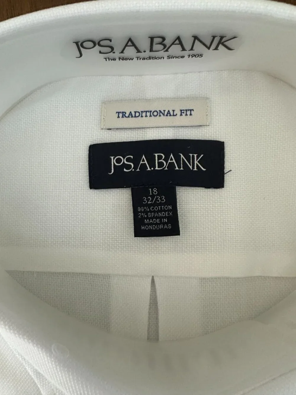 Jos. A. Bank White Trad Fit Sz 18 Button Down Men's Dress Shirt - Picture 3 of 10